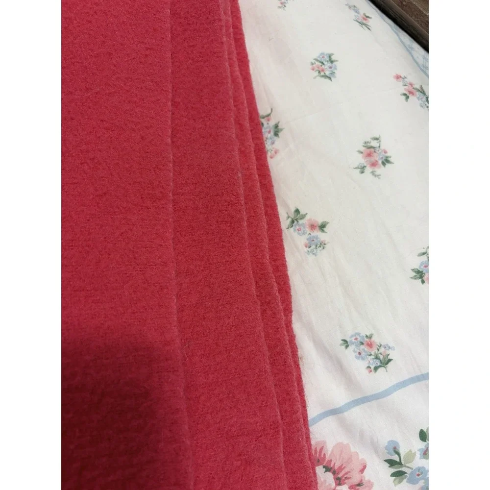 Vintage Fuchsia Pink Wool ? Blanket Twin 73x78